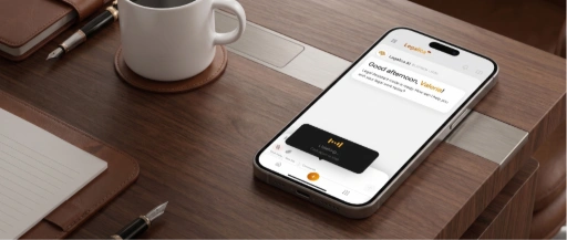 Mobile voice interface of Legalica receiving voice commands.